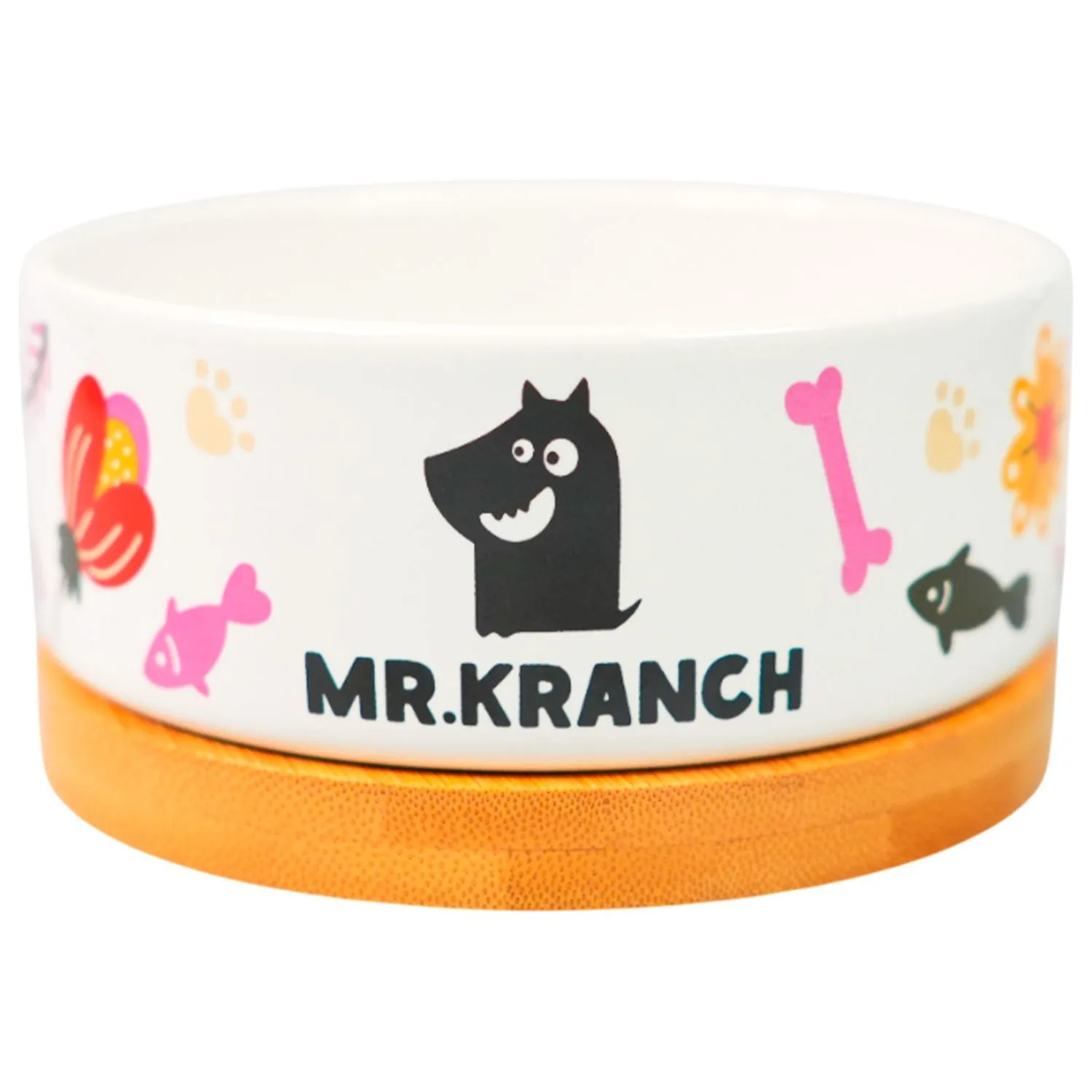 Миска Mr.Kranch Bamboo 340 мл Цветы Прованса керамическая на бамбуковой подставке розовая СКИДКА 40%