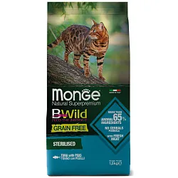 Сухой корм Monge Cat BWild GRAIN FREE для стерилизованных кошек, беззерновой, из тунца, 1,5 кг