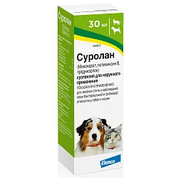 Elanco Суролан капли для лечения отитов у собак и кошек 30 мл Elanco Суролан капли для лечения отитов у собак и кошек 30 мл