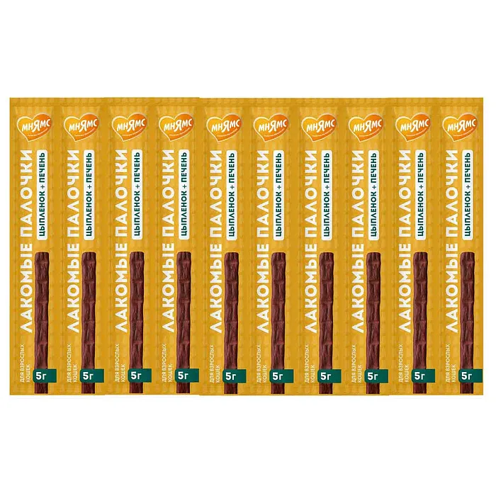 Лакомство Мнямс лакомые палочки для кошек из цыпленка и печени 10х5 г