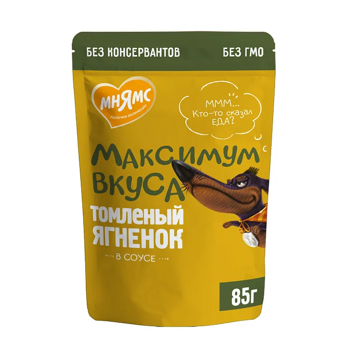 Пауч Мнямс Максимум Вкуса томленый ягненок в соусе для собак 85 г