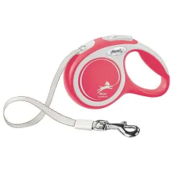 flexi рулетка NEW LINE Comfort XS (до 12 кг) лента 3 м серый/красный