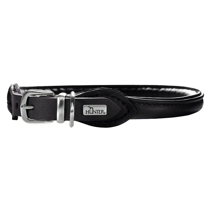Hunter ошейник для собак Round&Soft Elk 37/6 (30-33 см), черный, кожа лося СКИДКА 50%