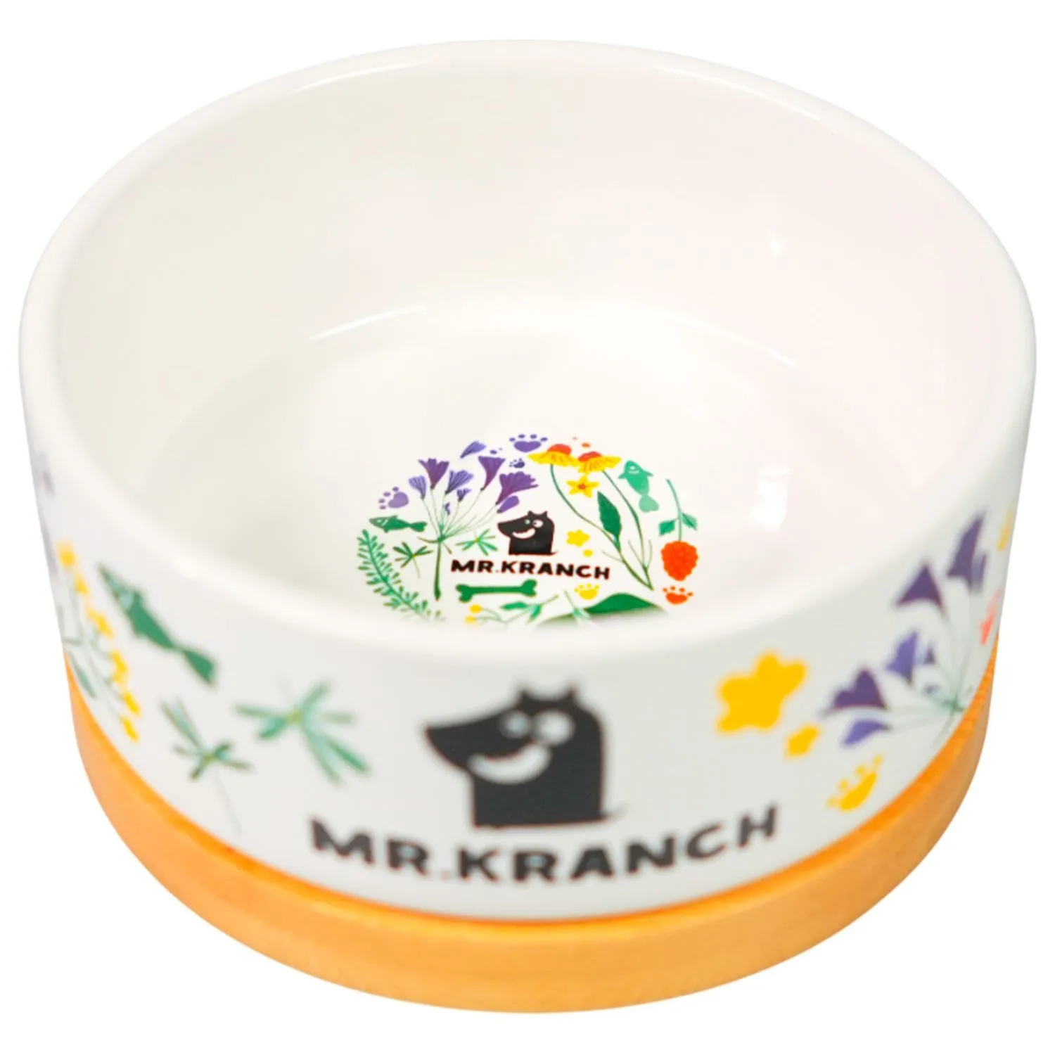 Миска Mr.Kranch Bamboo 340 мл Цветы Прованса керамическая на бамбуковой подставке васильковая СКИДКА 30%
