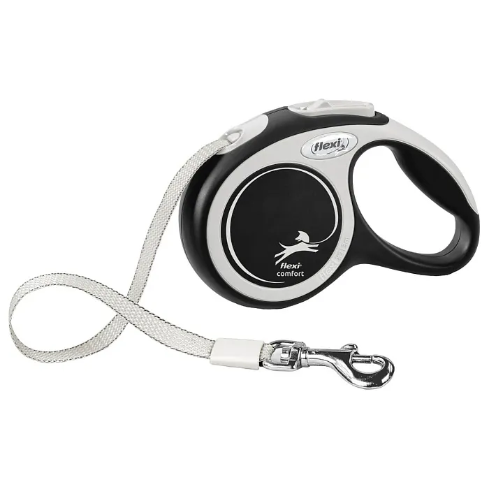 flexi рулетка NEW LINE Comfort XS (до 12 кг) лента 3 м серый/черный