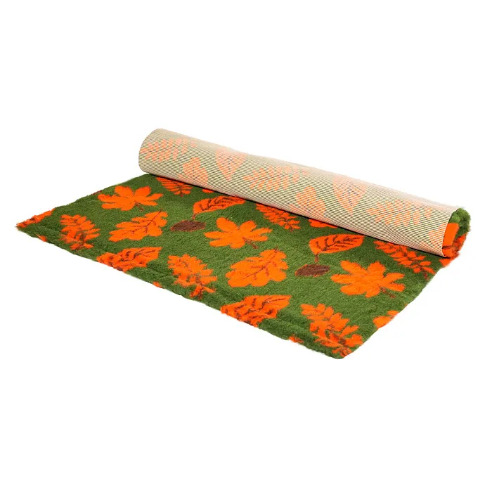 Коврик меховой ProFleece Листочки 1х1,6м зелёный/оранжевый/шоколадный