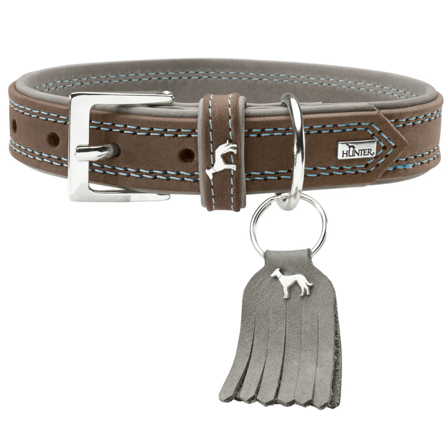 Hunter ошейник для собак Lucca Petit 32/3 (24-28 см) кожа, серый СКИДКА 50%