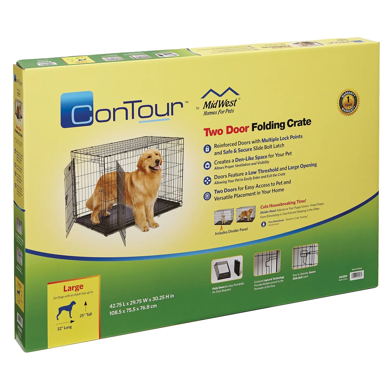 Клетка MidWest Contour для собак 108х75х77h см, 2 двери