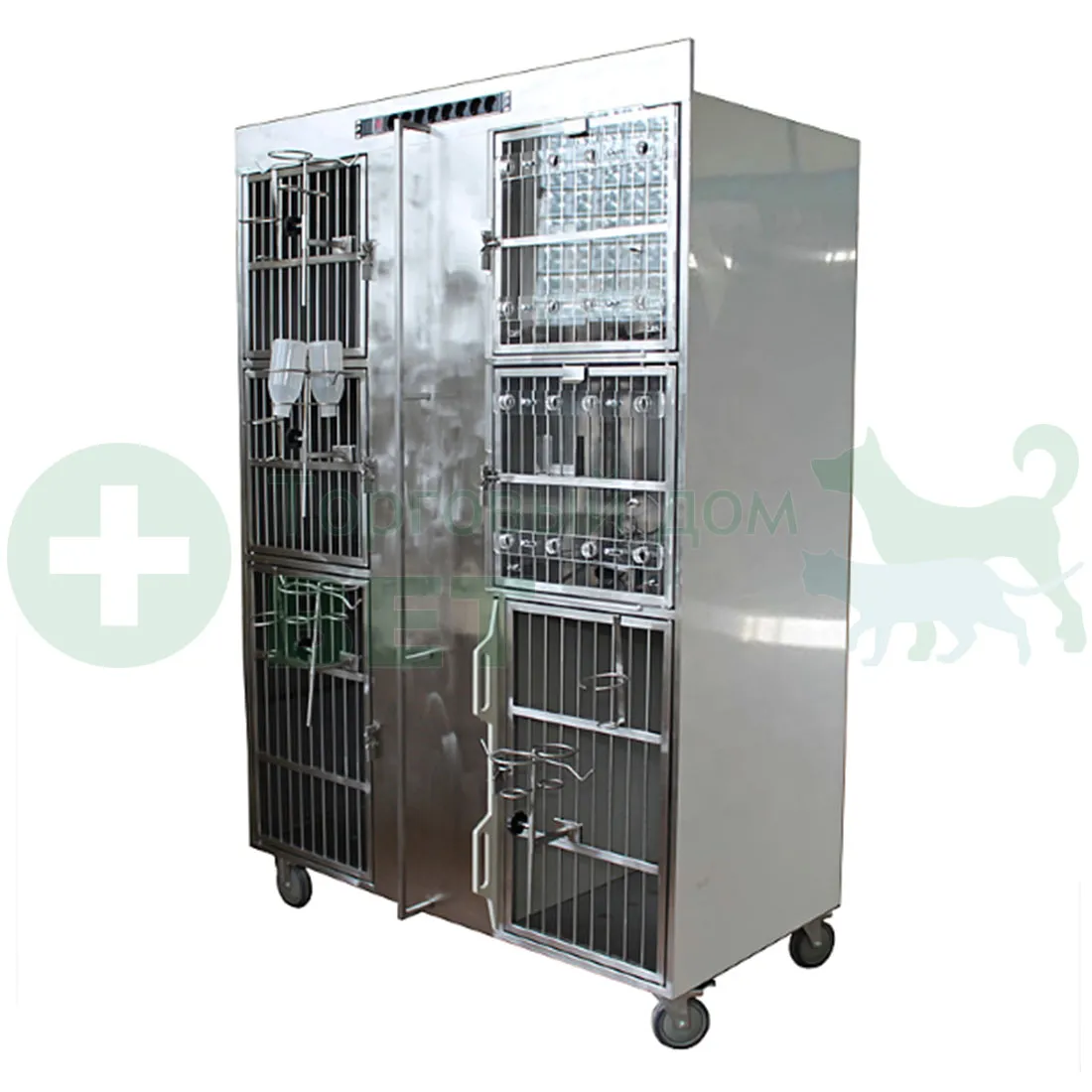 ТД ВЕТ Модуль клеток из нерж. стали, 3х ярусный  из 6 клеток 2/2/2, 1400х700х1800(1950)h