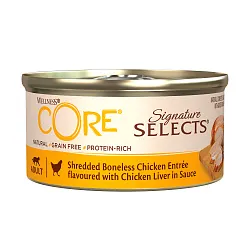 Влажный корм CORE SIGNATURE SELECTS для кошек, из курицы с куриной печенью в виде фарша в соусе, консервы 79 г