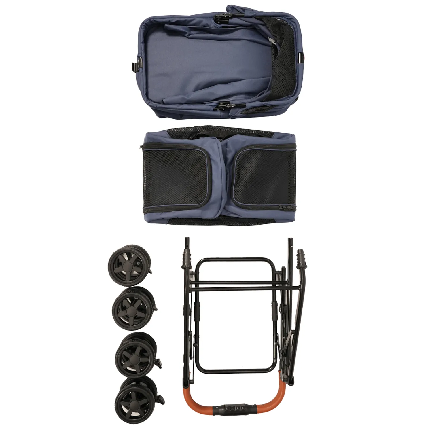 Коляска прогулочная Mr.Kranch для собак и кошек двойная (макс. нагрузка 10+10 кг) голубая