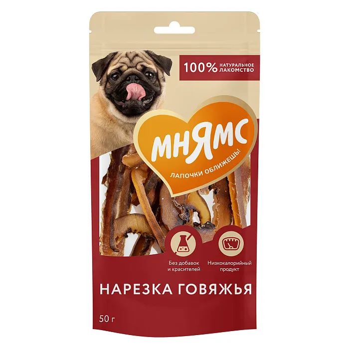 Лакомство Мнямс На каждый день для собак Нарезка говяжья 50 г