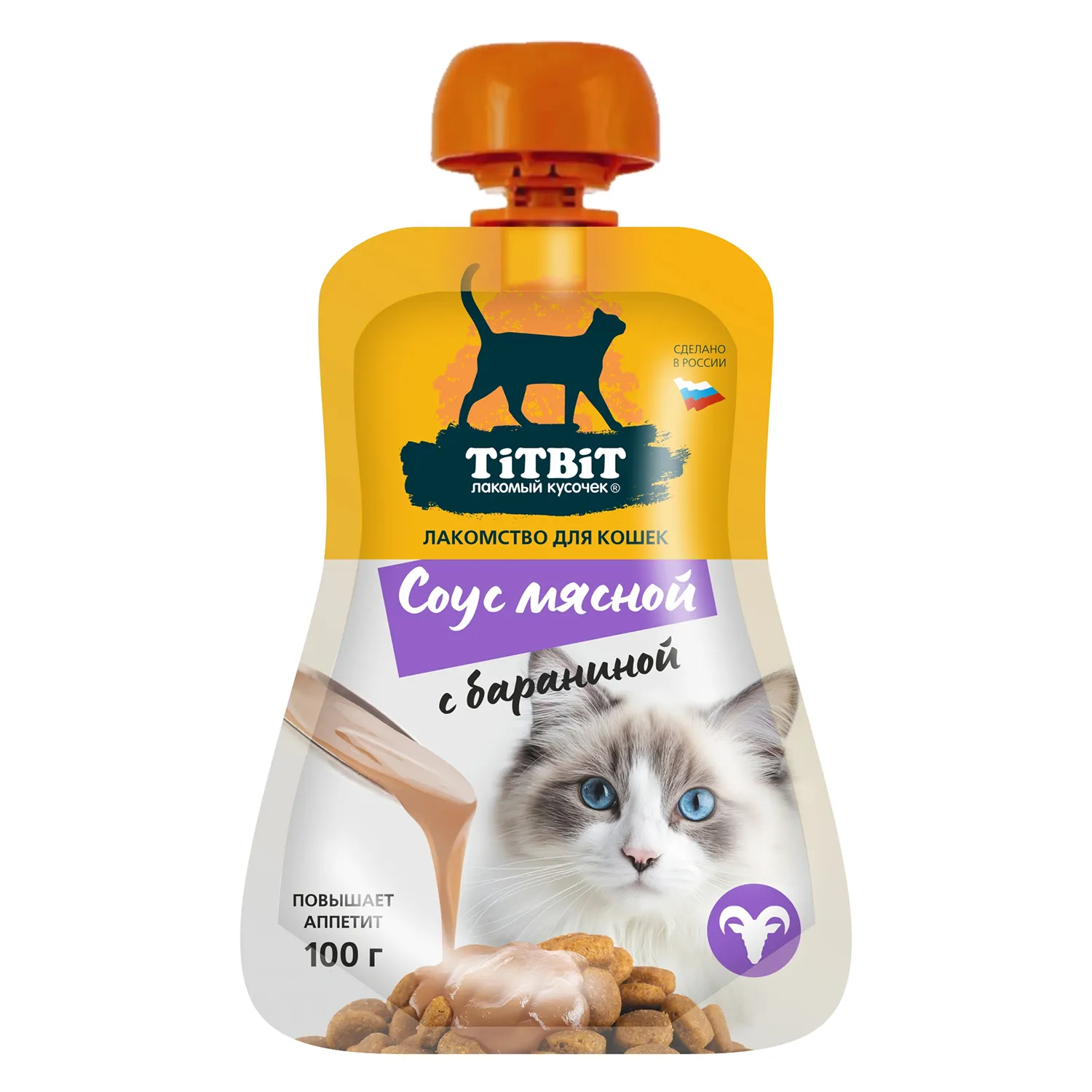 Лакомство TiTBiT Соус мясной с бараниной лакомство для кошек 100 г