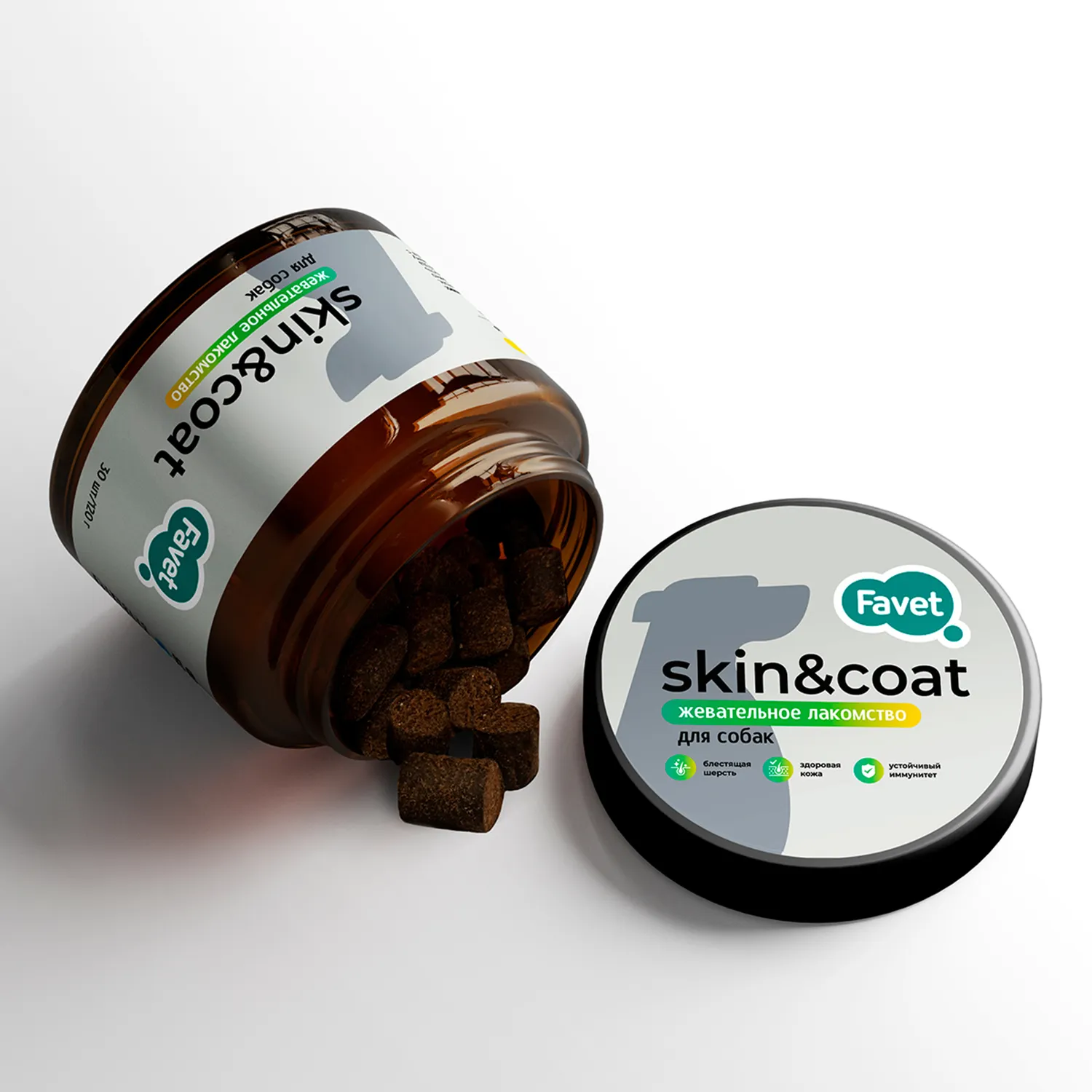 Favet Функциональное лакомство MultivitaminDog Soft Chews для кожи и шерсти для собак, 120г