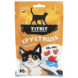 Хрустящее лакомство TiTBiT с лососем для кошек 60 г