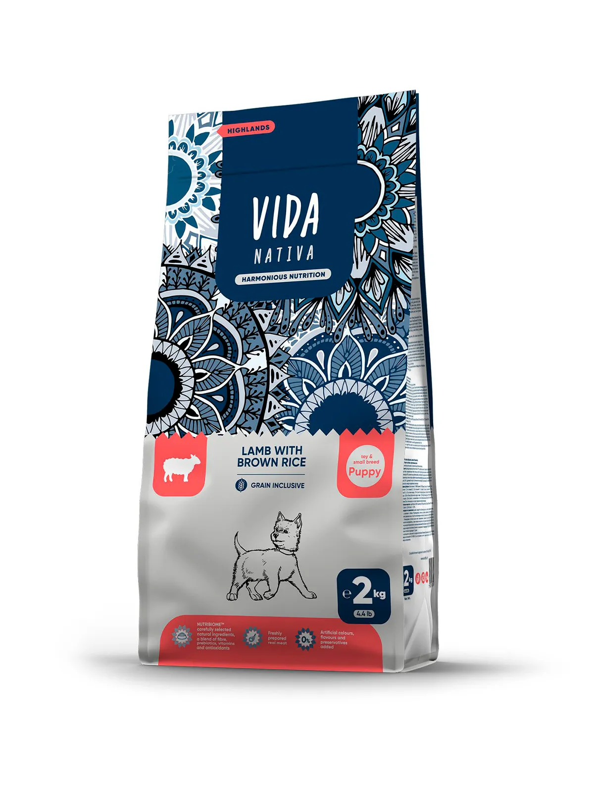 Сухой корм VIDA NATIVA для щенков миниатюрных и мелких пород из ягненка с бурым рисом 2 кг