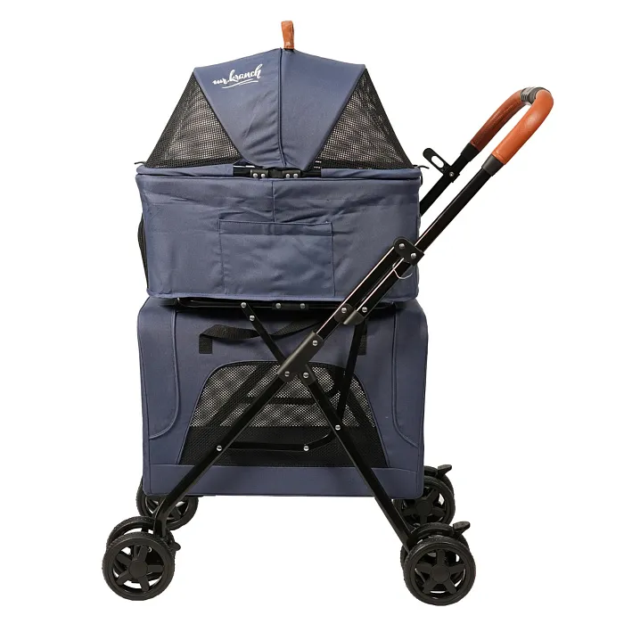 Коляска прогулочная Mr.Kranch для собак и кошек двойная (макс. нагрузка 10+10 кг) голубая