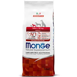 Сухой корм Monge Dog Speciality Line Monoprotein Mini для взрослых собак мелких пород, из ягненка с рисом и картофелем 7,5 кг Сухой корм Monge Dog Speciality Line Monoprotein Mini для взрослых собак мелких пород, из ягненка с рисом и картофелем 7,5 кг