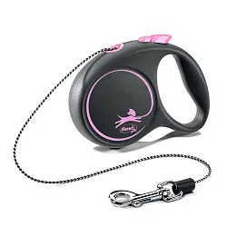 flexi рулетка Black Design XS (до 8 кг) 3 м трос черный/розовый