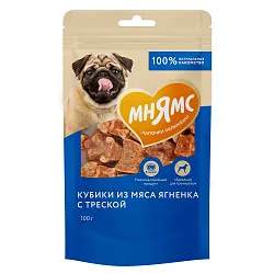 Лакомство Мнямс для собак кубики из мяса ягненка с треской 100 г