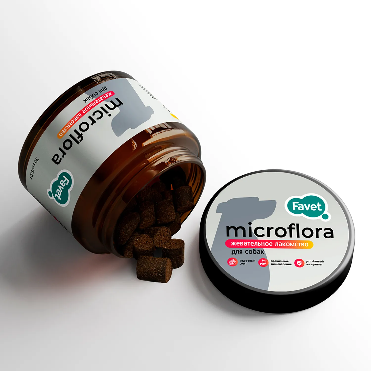 Favet Функциональное лакомство SuperFlora Soft Chews для пищеварительной системы для собак, 120г