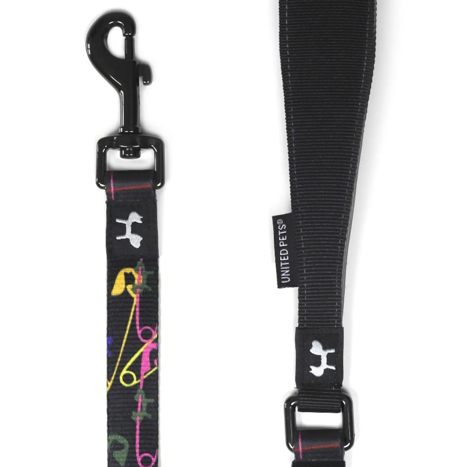 Поводок United Pets для собак Complete me 25 x 1200 mm, черный с разноцветными булавками СКИДКА 40%