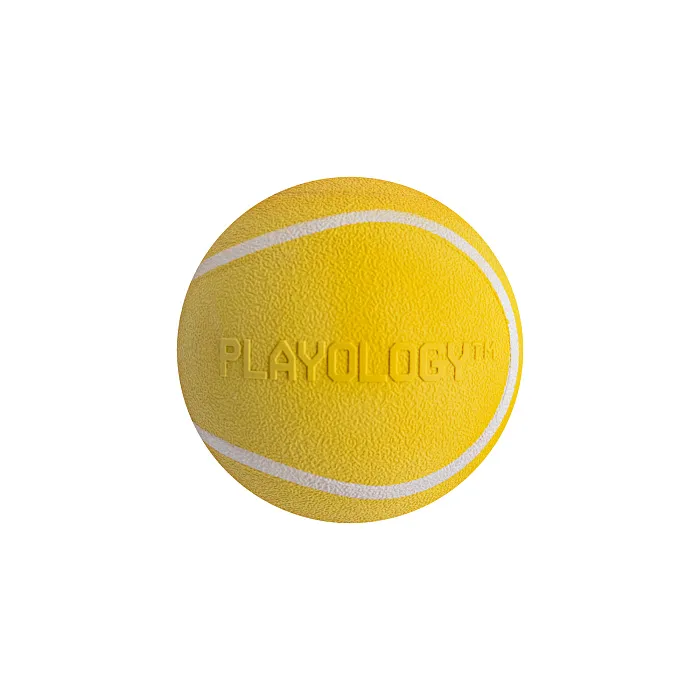 Playology  жевательный мяч SQUEAKY CHEW BALL 6 см для собак мелких и средних пород с пищалкой и с ароматом курицы, цвет желтый