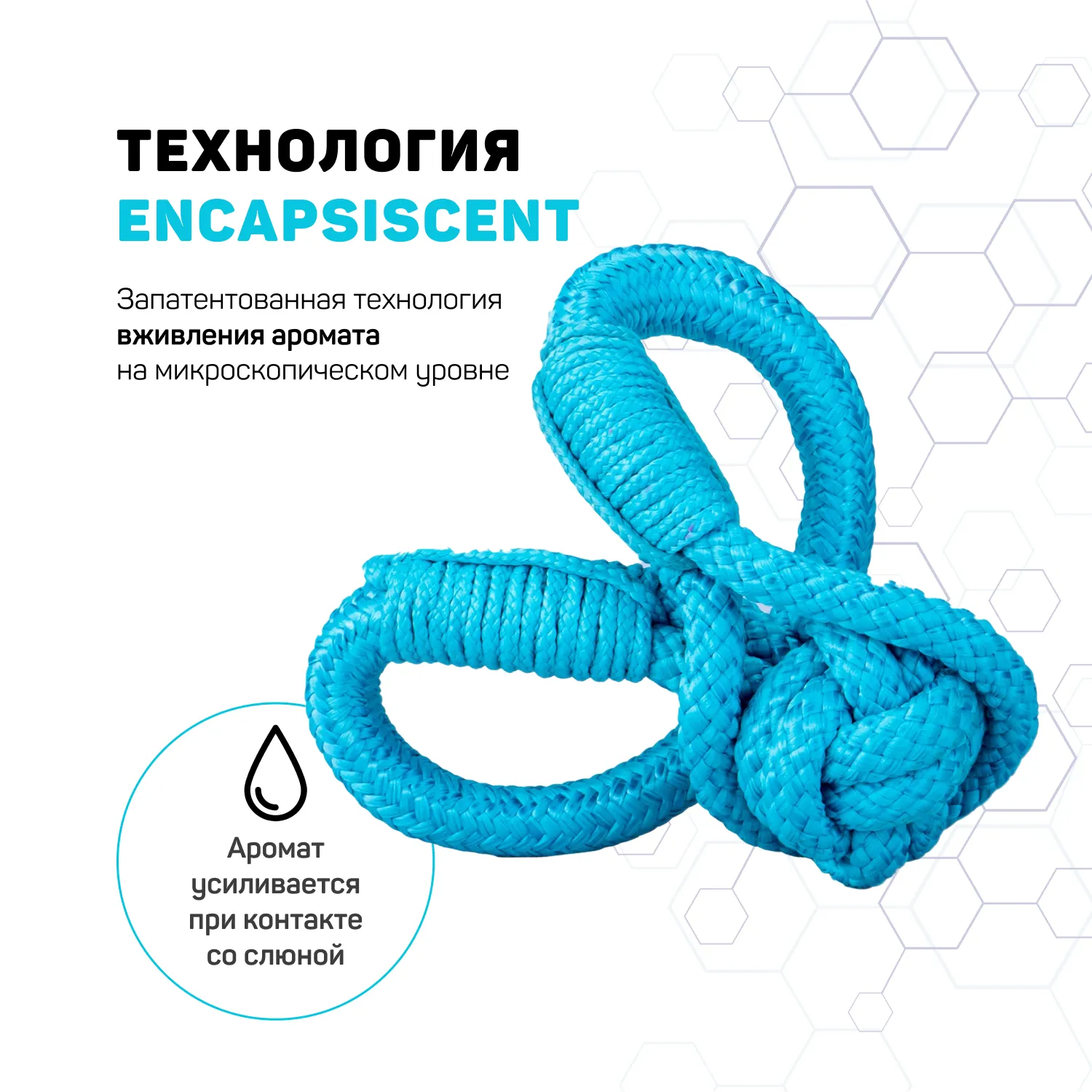 Playology жевательный канат TOUGH TUG KNOT для щенков 4-8 месяцев с ароматом арахиса, цвет голубой СКИДКА 50%