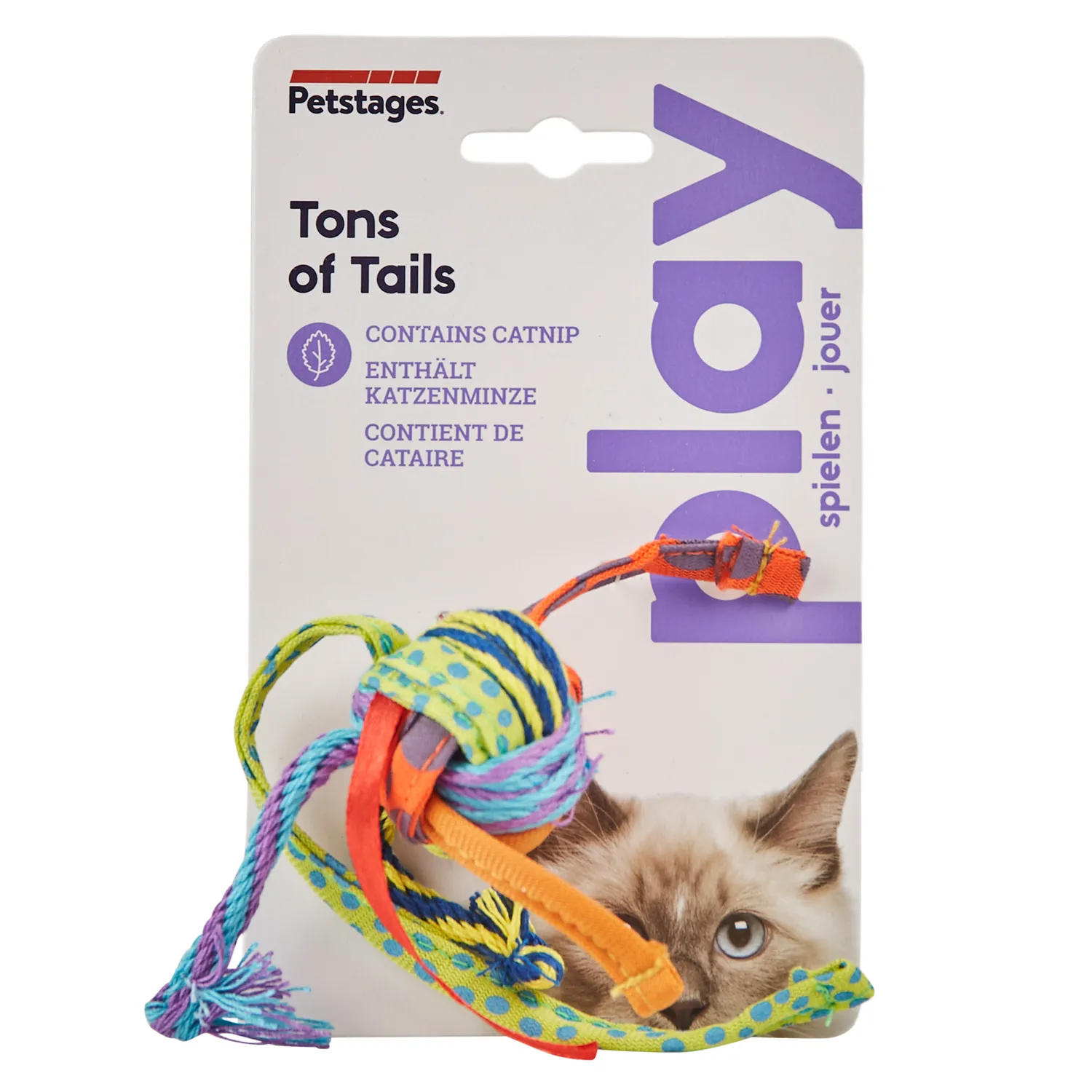 Игрушка Catstages Dental для кошек "Мяч с хвостиками" c кошачьей мятой 3,5 см