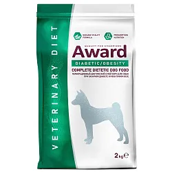 Диетический корм AWARD VETERINARY DIET DIABETIC AND OBESITY для взрослых собак при сахарном диабете и избыточном весе 2 кг