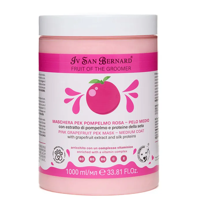 ISB Fruit of the Groomer Pink Grapefruit маска восстанавливающая для шерсти средней длины с протеинами шелка 1000 мл
