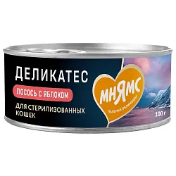 Влажный корм Мнямс Деликатес Лосось с яблоком для стерилизованных кошек "Паштет по-норвежски" 100 г
