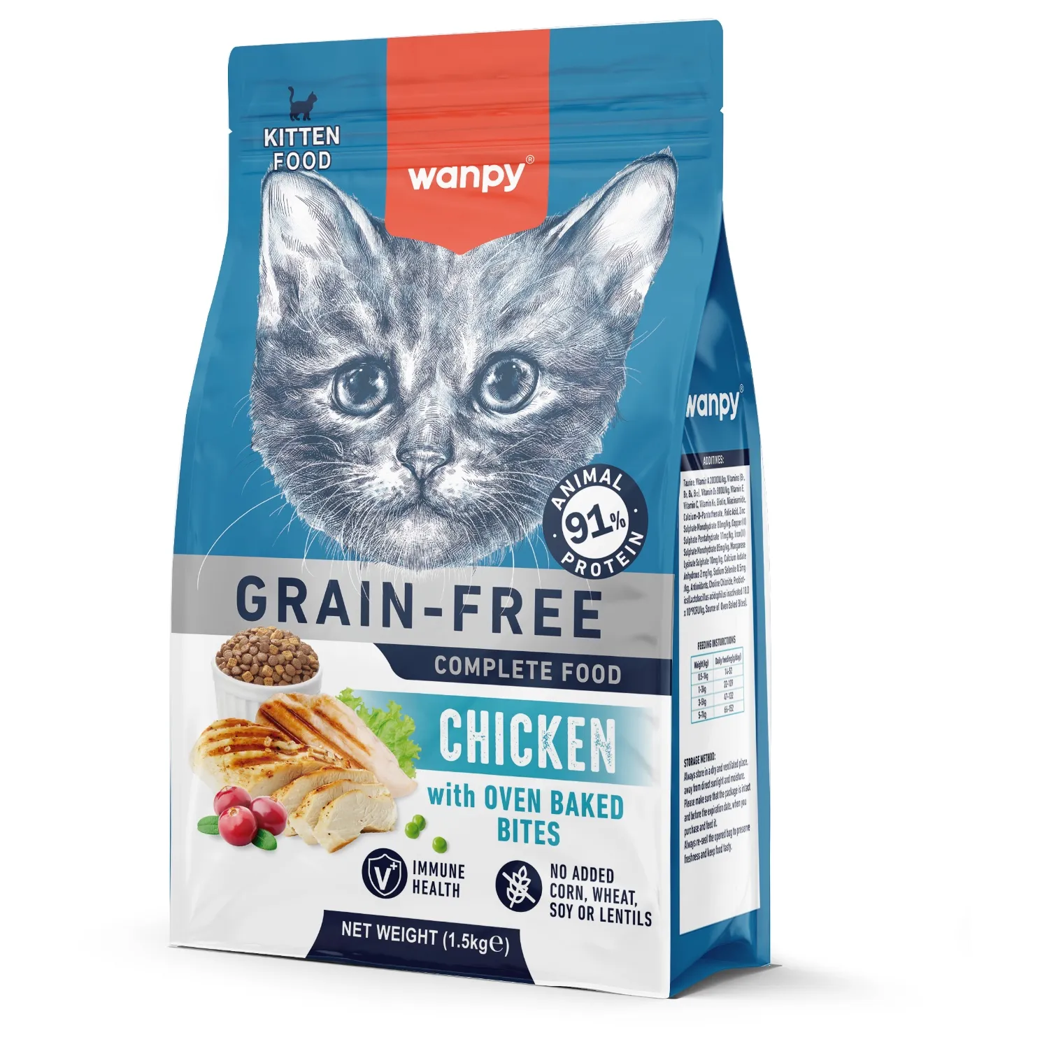 Сухой корм Wanpy Cat беззерновой с курицей для котят 1,5 кг