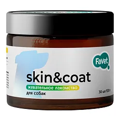 Favet Функциональное лакомство MultivitaminDog Soft Chews для кожи и шерсти для собак, 120г