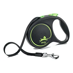 flexi рулетка Black Design M (до 25 кг) 5 м лента черный/зеленый flexi рулетка Black Design M (до 25 кг) 5 м лента черный/зеленый