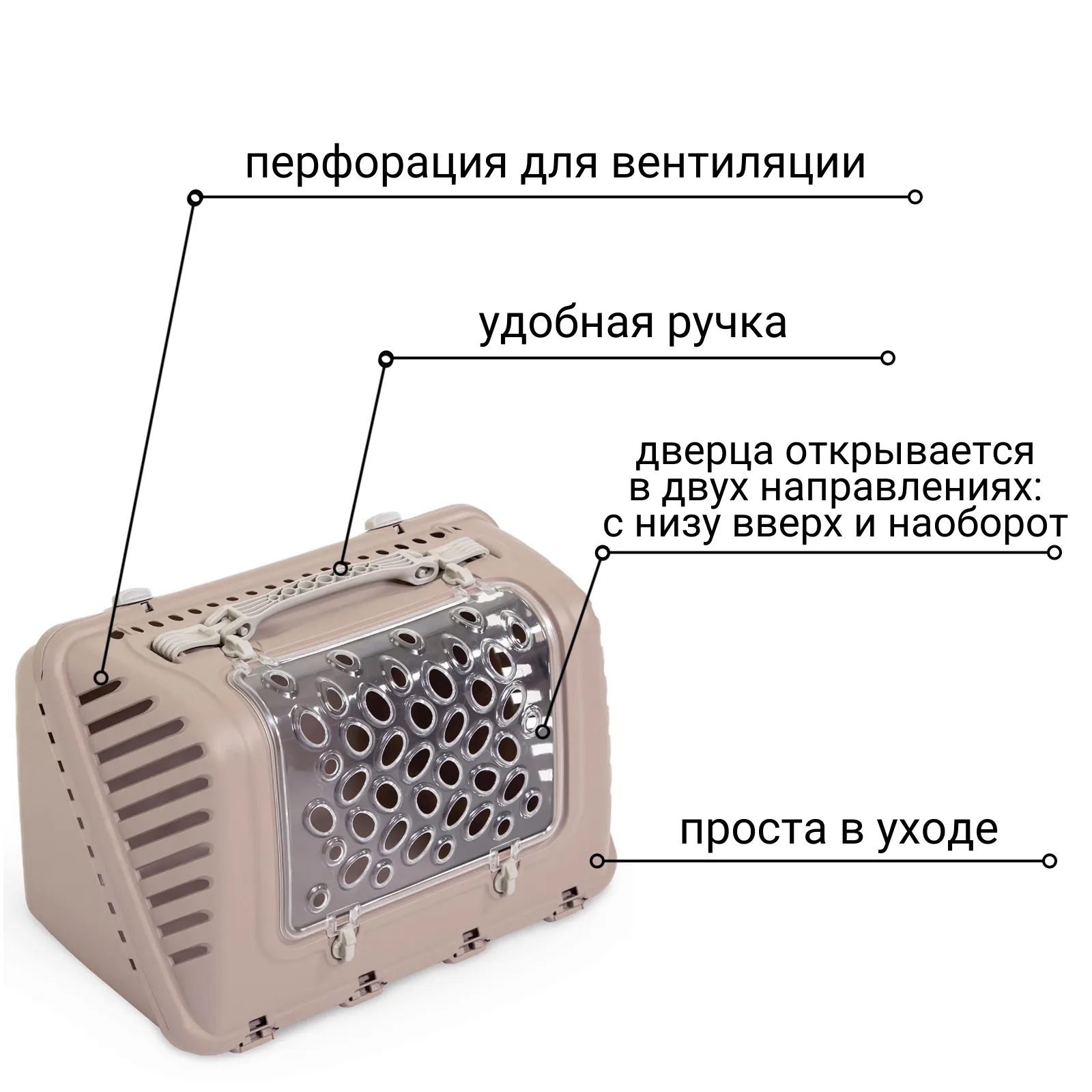 Переноска MPS P-BAG с плечевым ремнем, облегченная, 44,5×26,5x28см цвет пудровый