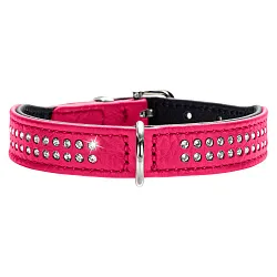 Hunter ошейник для собак Diamond petit 27 (20-24 см) кожа 2 ряда страз розовый СКИДКА 50%