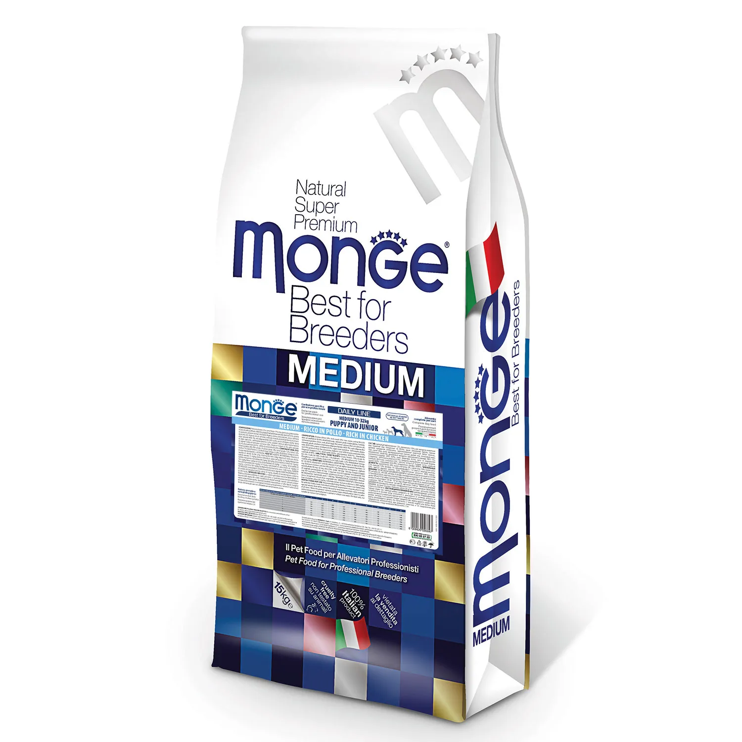 Сухой корм Monge Dog PFB Daily Line Medium Puppy&Junior 29/18 для щенков средних пород 15 кг