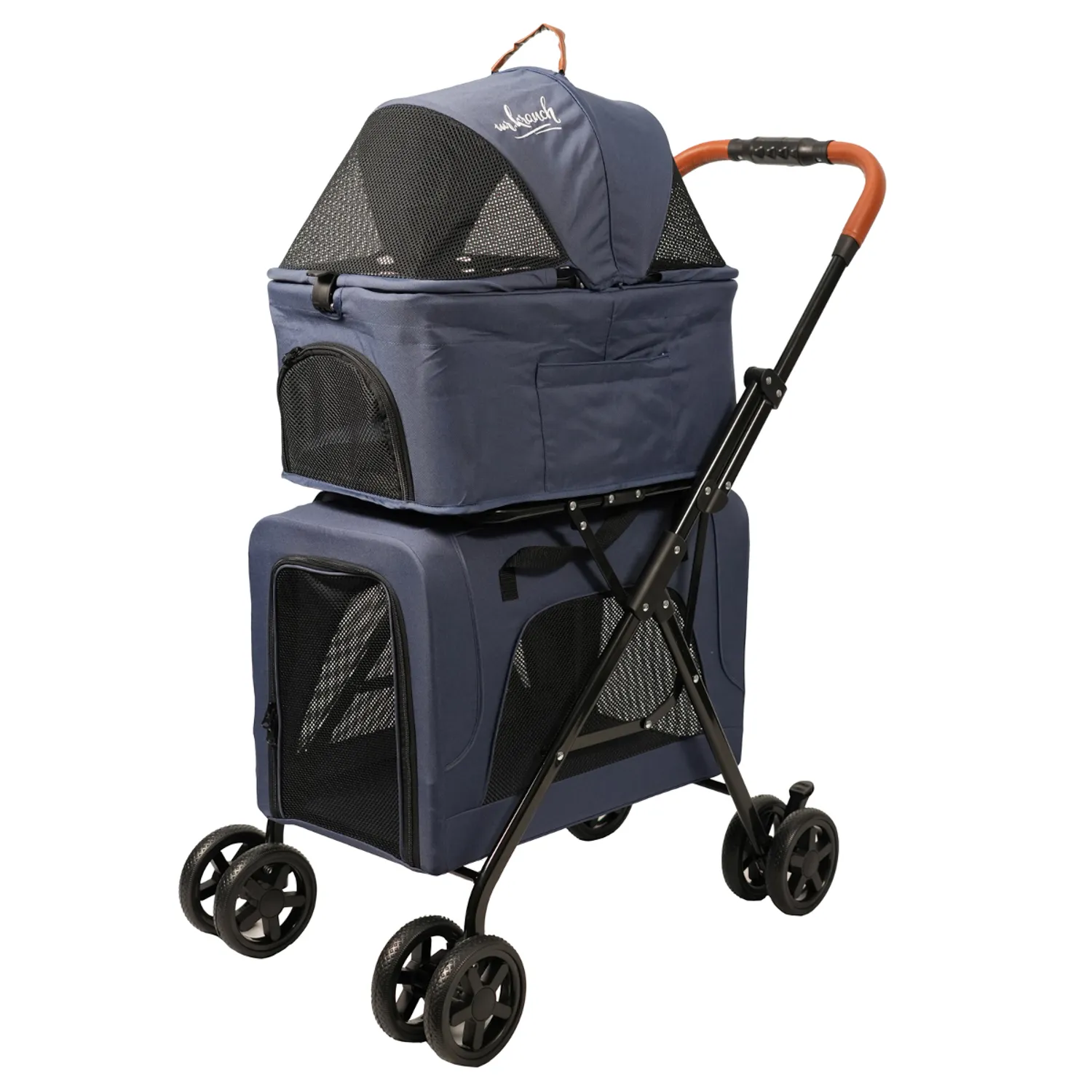 Коляска прогулочная Mr.Kranch для собак и кошек двойная (макс. нагрузка 10+10 кг) голубая