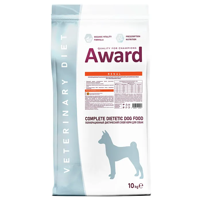 Диетический корм AWARD VETERINARY DIET RENAL для взрослых собак при заболеваниях почек 10 кг
