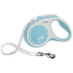 flexi рулетка NEW LINE Comfort S (до 15 кг) лента 5 м серый/голубой