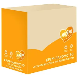 Крем-лакомство Мнямс для кошек и котят с 4 месяцев "Ассорти вкусов" с курицей и тунцом 15 г х 60 шт.