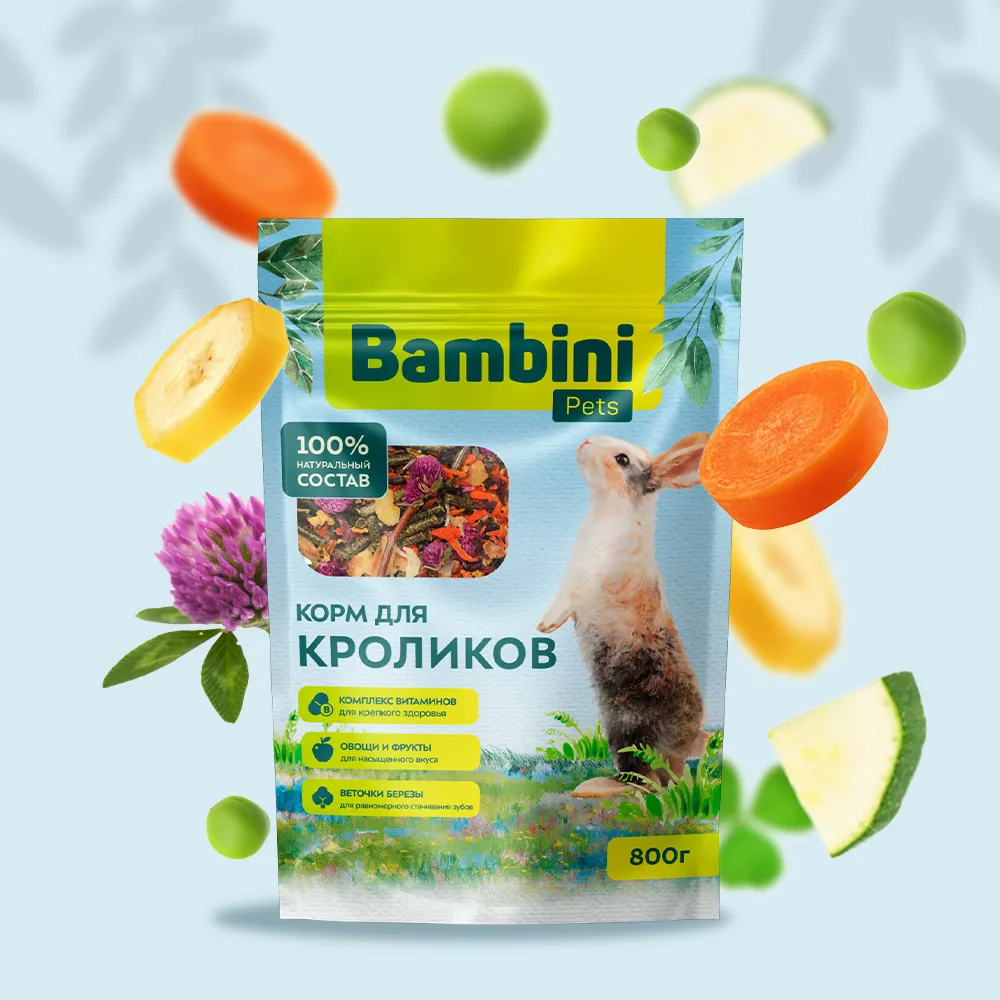 Корм Bambini Pets для кроликов, 800 г