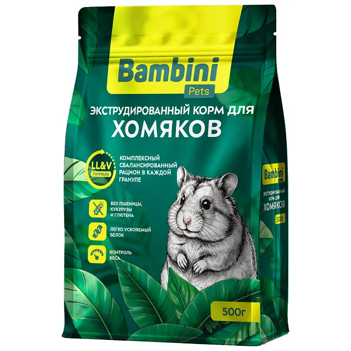Корм Bambini Pets экструдированный для хомячков, 500 г