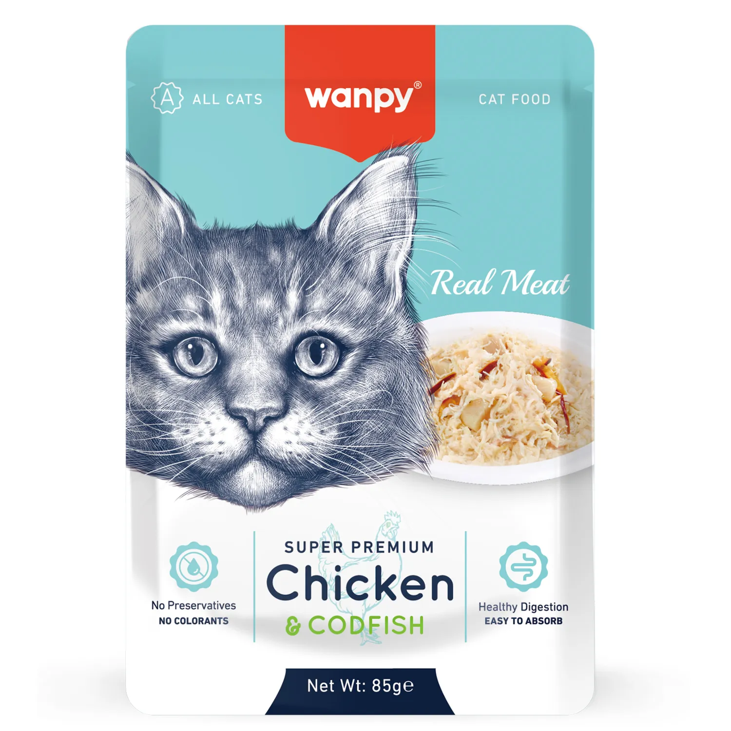 Wanpy Cat Пауч для кошек из курицы и трески 85 г