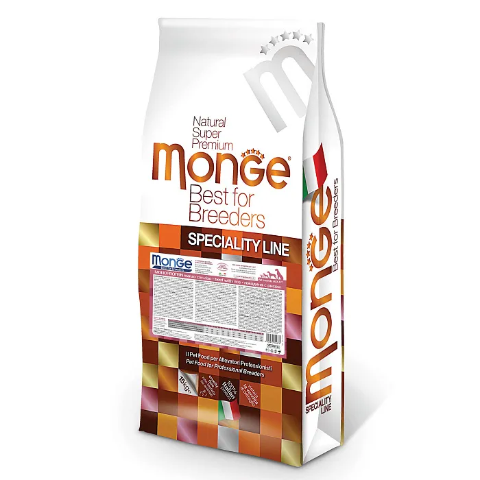 Сухой корм Monge Dog PFB Specialty Monoprotein для взрослых собак всех пород с говядиной и рисом 15 кг