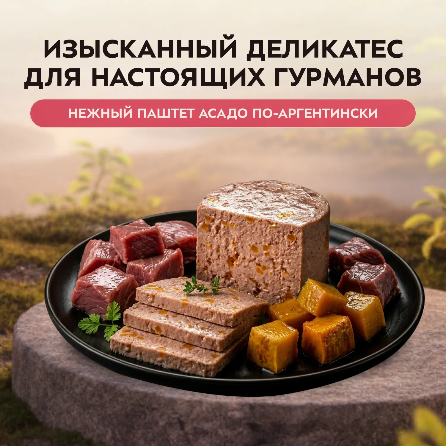 Влажный корм Мнямс Деликатес Паштет из телятины с тыквой для щенков всех пород "Асадо по-аргентински" 200 г