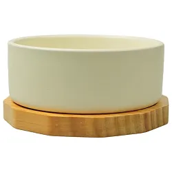 Миска Mr.Kranch Bamboo керамическая белая на бамбуковой подставке 860 мл Миска Mr.Kranch Bamboo керамическая белая на бамбуковой подставке 860 мл