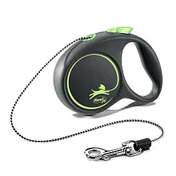 flexi рулетка Black Design XS (до 8 кг) 3 м трос черный/зеленый