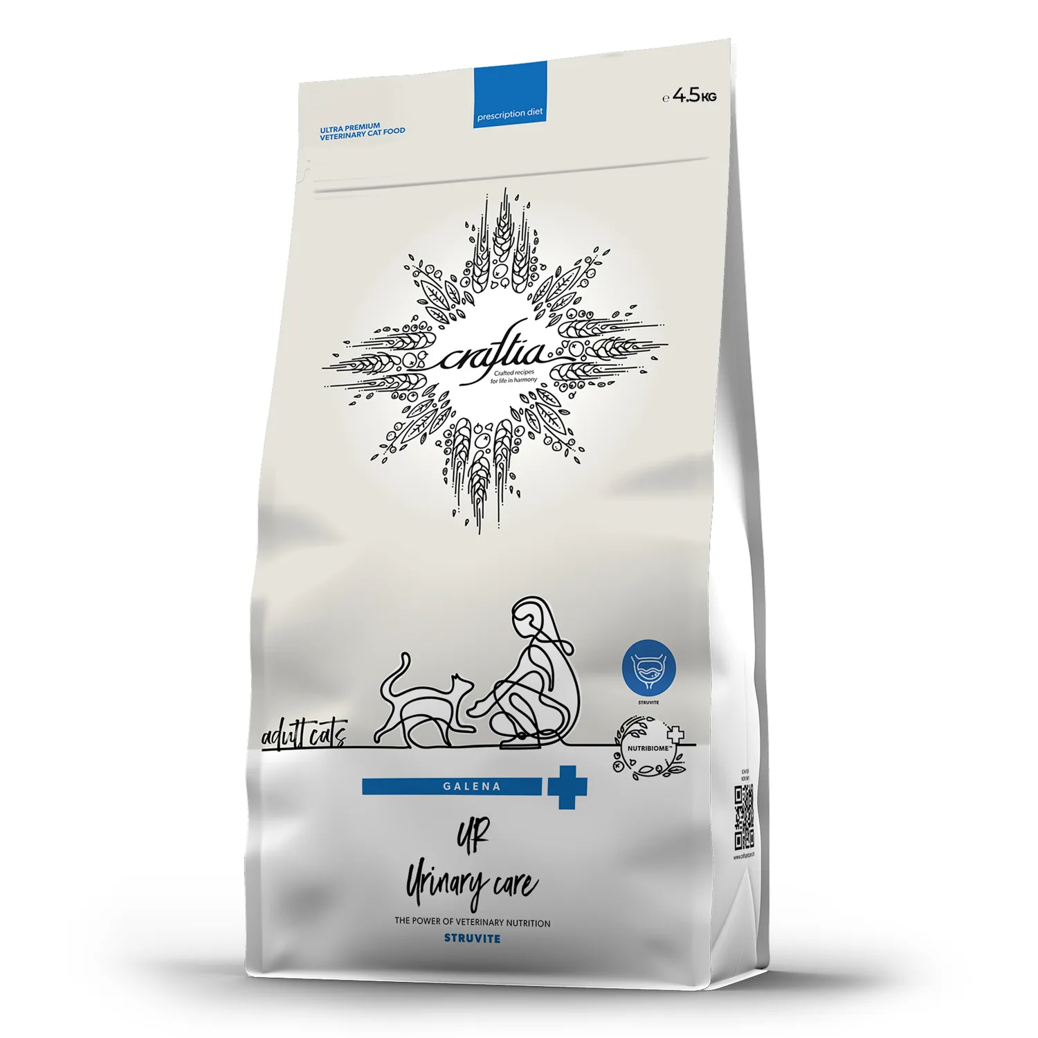 Ветеринарная диета CRAFTIA GALENA CAT URINARY CARE Уринари для кошек для растворения струвитных камней 4,5 кг